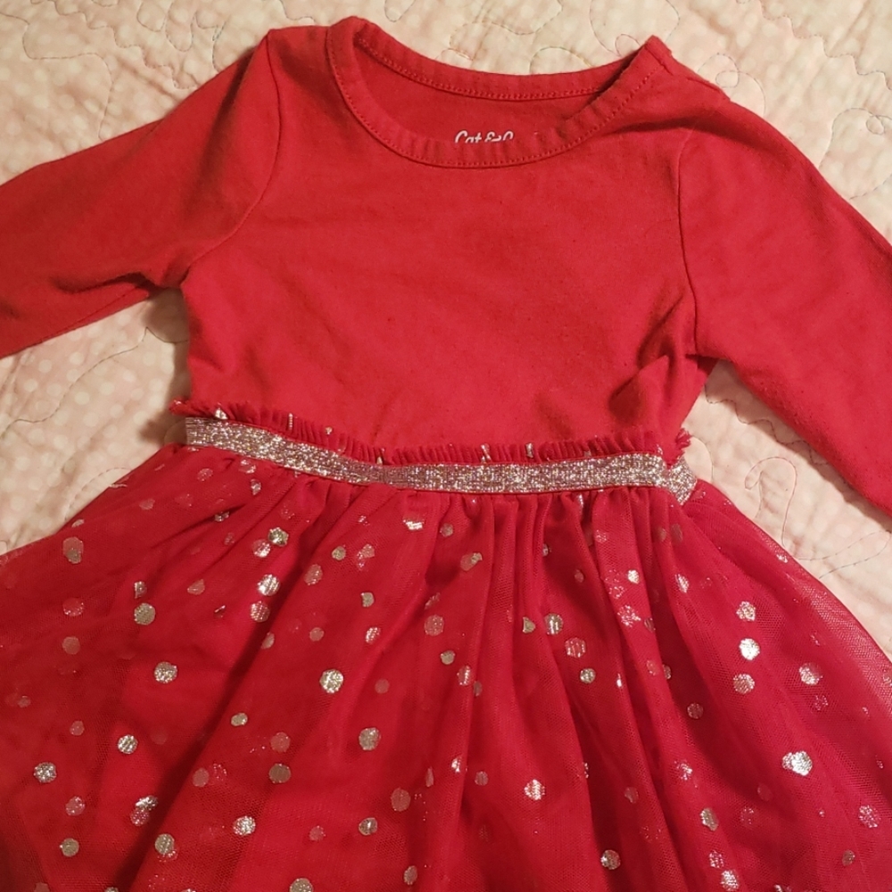 Cat and Jack red dress with polka dots